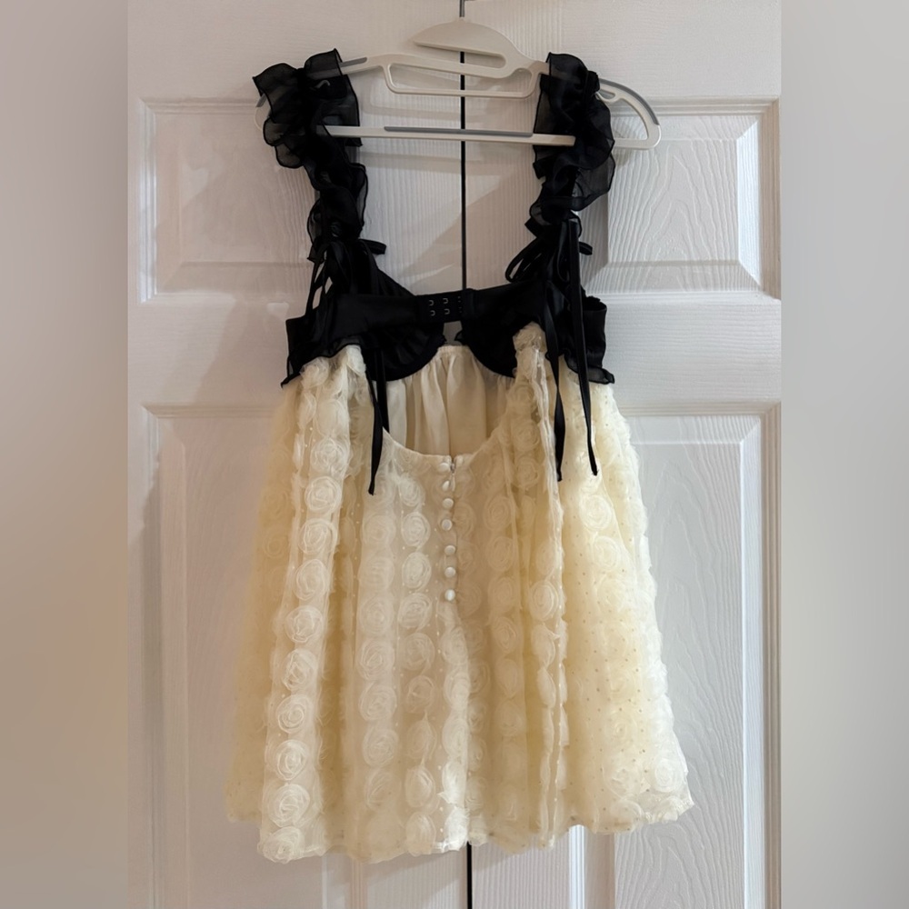 For Love & Lemons Poppy Mini Dress Ivory Rose Appliqué Cutout Underwire Size XS - Picture 7 of 8